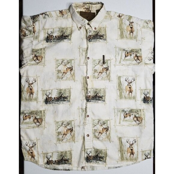 North River Outfitters Short Sleeve Button Down Deer All Over Print Shirt Men M - Picture 1 of 13